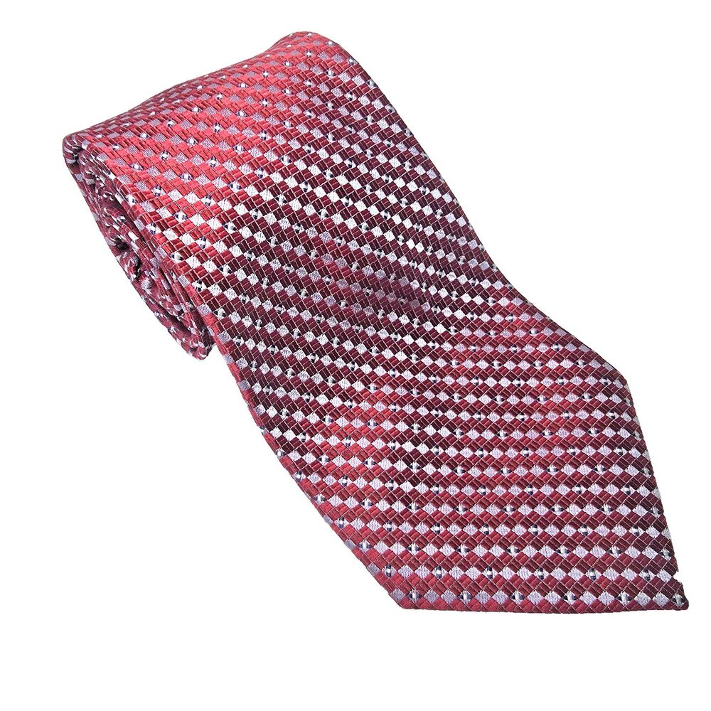 Tasso Elba 100% Silk Tie Crimson Red & Blue Made in China 59" x 4"‎ Reinforced